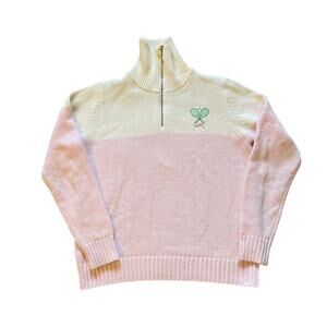 Lily Pulitzer Tennis Quarter Zip Sweater Size Small Preppy Knit Womens Varsity